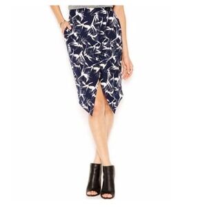RACHEL ROY Womens 12 Polynesian Paradise Blue Bird Print Asymmetrical Resort